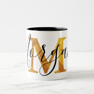 Tasse 2 Couleurs Monogramme de l'or "M" avec le nom personnalisé