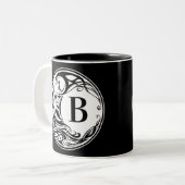 Tasse 2 Couleurs Monogramme de loup tribal (Devant gauche)