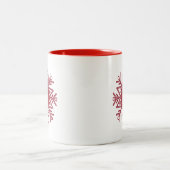 Tasse 2 Couleurs Monogramme de neige rouge de vacances (Centre)