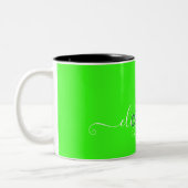 Tasse 2 Couleurs Monogramme de néon fluorescent vert (Gauche)