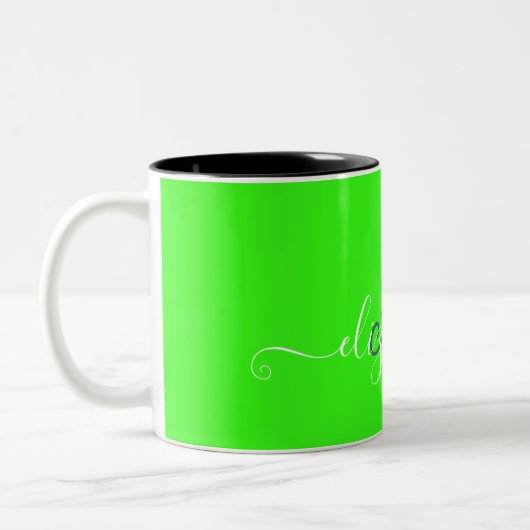 Tasse 2 Couleurs Monogramme de néon fluorescent vert (Gauche)