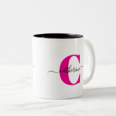 Tasse 2 Couleurs Monogramme de nom de script élégant minimaliste ro (Devant droit)