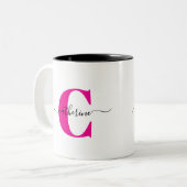 Tasse 2 Couleurs Monogramme de nom de script élégant minimaliste ro (Devant gauche)