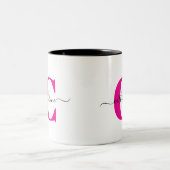 Tasse 2 Couleurs Monogramme de nom de script élégant minimaliste ro (Centre)