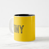 Tasse 2 Couleurs Monogramme de nom personnalisé en néon uni jaune-o (Devant gauche)