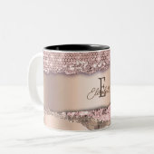 Tasse 2 Couleurs Monogramme de Parties scintillant Gold Diamonds Ro (Devant gauche)