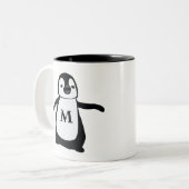 Tasse 2 Couleurs Monogramme de pingouin mignon personnalisé (Devant gauche)