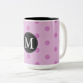 Tasse 2 Couleurs Monogramme de points roses (Devant droit)