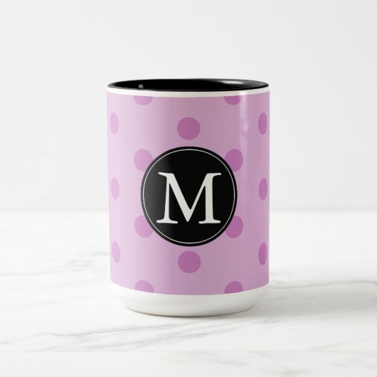 Tasse 2 Couleurs Monogramme de points roses (Centre)