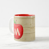 Tasse 2 Couleurs Monogramme de pomme rouge (Devant gauche)