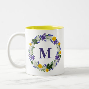 Tasse 2 Couleurs Monogramme de prairie - Lavande personnalisée