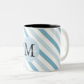 Tasse 2 Couleurs Monogramme des rayures de glace bleue (Devant droit)