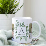 Tasse 2 Couleurs Monogramme deux photos | Cadre de verdure personna<br><div class="desc">Monogramme deux photos | Cadre de verdure personnalisé</div>