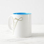 Tasse 2 Couleurs Monogramme d'or V initiales marchandise (Devant gauche)