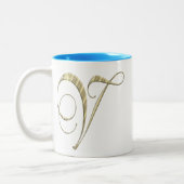 Tasse 2 Couleurs Monogramme d'or V initiales marchandise (Gauche)