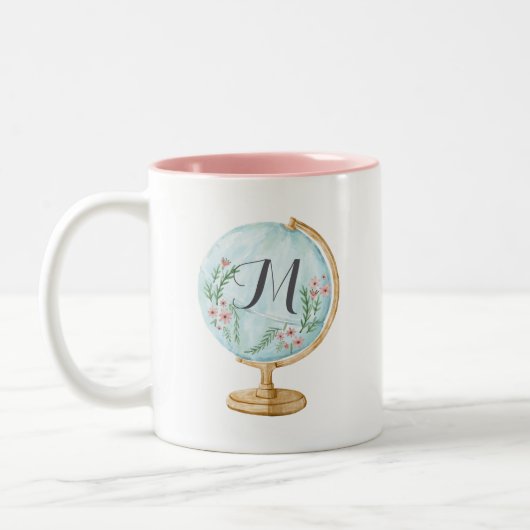 Tasse 2 Couleurs Monogramme du globe aquarelle (Gauche)