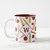 Tasse 2 Couleurs Monogramme du joueur de cricket (Gauche)