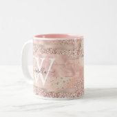 Tasse 2 Couleurs Monogramme écriture Pailleté Or Rose (Devant gauche)