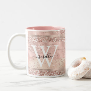 Tasse 2 Couleurs Monogramme écriture Pailleté Or Rose