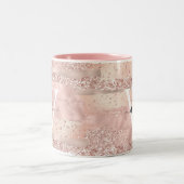 Tasse 2 Couleurs Monogramme écriture Pailleté Or Rose (Centre)
