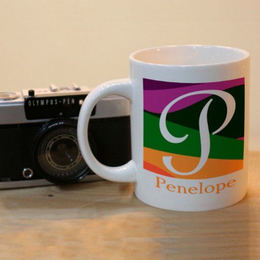 Tasse 2 Couleurs Monogramme élégant avec conception géométrique