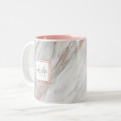 Tasse 2 Couleurs MONOGRAMME élégant de gris de marbre de feuille (Devant gauche)