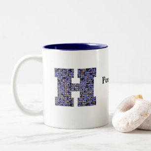 Tasse 2 Couleurs Monogramme en verre de mosaïque Lettre initiale H