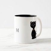 Tasse 2 Couleurs Monogramme et joli chat noir (Devant droit)