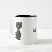 Tasse 2 Couleurs Monogramme et joli chat noir (Devant gauche)