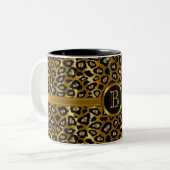 Tasse 2 Couleurs Monogramme exécutif - Motif Léopard Or et Noir (Devant gauche)