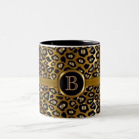 Tasse 2 Couleurs Monogramme exécutif - Motif Léopard Or et Noir (Centre)