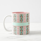 Tasse 2 Couleurs Monogramme feminin Papier peint rose Mint (Gauche)