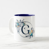 Tasse 2 Couleurs Monogramme floral mystique initial - Lettre G (Devant gauche)