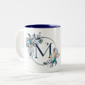 Tasse 2 Couleurs Monogramme floral mystique initial - Lettre M (Devant gauche)