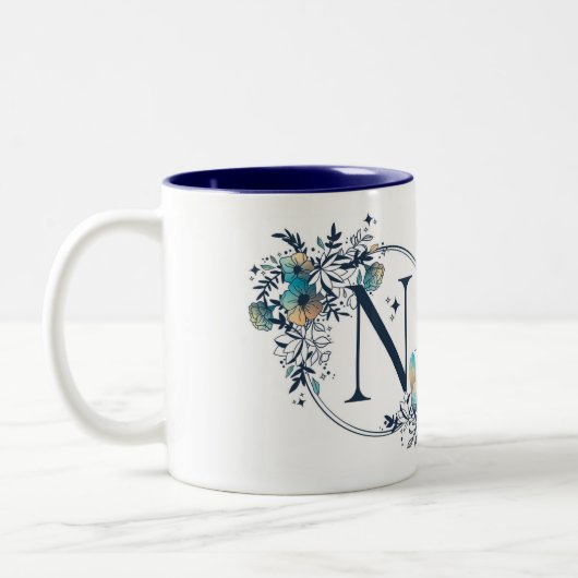 Tasse 2 Couleurs Monogramme floral mystique initial - Lettre N (Gauche)