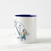 Tasse 2 Couleurs Monogramme floral mystique initial - Lettre N (Centre)