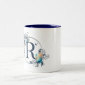 Tasse 2 Couleurs Monogramme floral mystique initial - Lettre R (Centre)