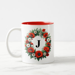 Tasse 2 Couleurs Monogramme floral - Personnalisé