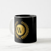 Tasse 2 Couleurs Monogramme Golden Laurel Wreath (Devant gauche)