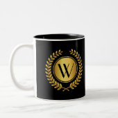 Tasse 2 Couleurs Monogramme Golden Laurel Wreath (Gauche)