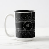 Tasse 2 Couleurs Monogramme gothique orné noir et argent (Gauche)