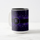 Tasse 2 Couleurs Monogramme gothique orné noir et pourpre (Devant gauche)