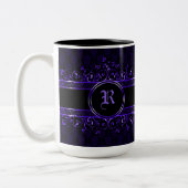 Tasse 2 Couleurs Monogramme gothique orné noir et pourpre (Gauche)