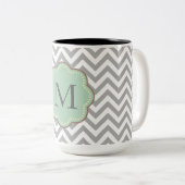 Tasse 2 Couleurs Monogramme Grey Chevron (Devant droit)