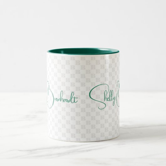 Tasse 2 Couleurs Monogramme initial géométrique Vert classique gras (Centre)