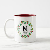 Tasse 2 Couleurs Monogramme initial - Noël (Gauche)