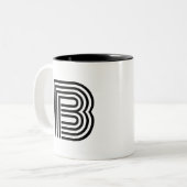 Tasse 2 Couleurs Monogramme Initial Noir Moderne Simple (Devant gauche)