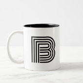 Tasse 2 Couleurs Monogramme Initial Noir Moderne Simple (Gauche)
