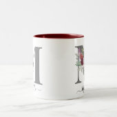 Tasse 2 Couleurs monogramme Initial Nom Floral (Centre)