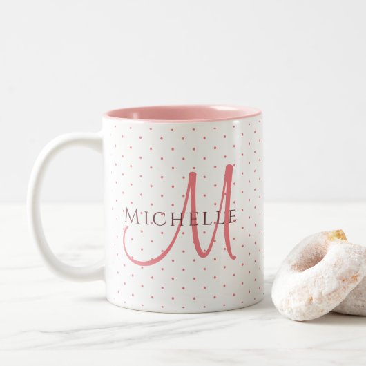 Tasse 2 Couleurs Monogramme Initial Remplacez Votre Nom Charisma Ro (Avec donut)